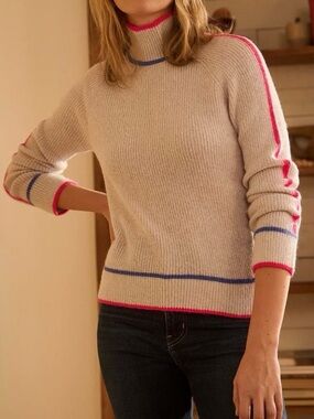 Hatley Raglan Pullover - Pale Snow Melange, Light Gray Mock Neck Sweater